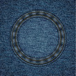 Stitched denim background with round  copyspace -eps10