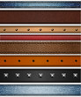 Set of realistic leather, shammy and jeans stripes - eps10