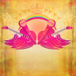 Microphone, guitar and wing motif - Abstract party design