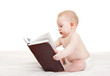 Cute baby with book on the white background