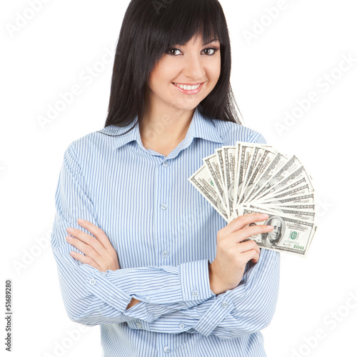 Photo: Young business woman with money Young business woman with money