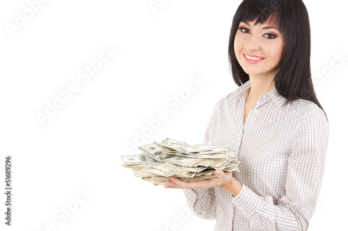 Photo: Young business woman with money Young business woman with money