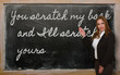 Teacher showing You scratch my back and I ll scratch yours on bl
