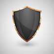 Black shield with gold border