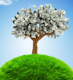 3D Money growing on trees