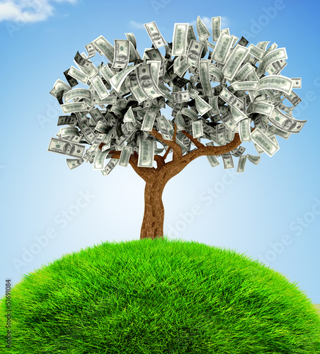 Illustration: 3D Money growing on trees 3D Money growing on trees