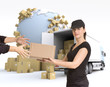 Foto: Female courier delivery Female courier delivery