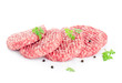 Raw burgers for hamburgers