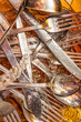 Silverware washed with water and detergent
