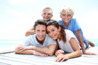 Portrait of cheerful family on vacation in Caribe Portrait of cheerful family on vacation in Caribe