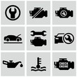 Engine, car dashboard icons set.