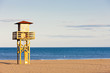 lifeguard cabin on the beach in Narbonne Plage, Languedoc-Roussi