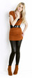 standing woman wearing fashionable brown shoes