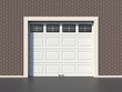 White modern garage door with windows