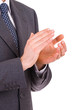 Businessman clapping his hands.