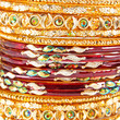 Traditional Indian bangles with different colors and patterns