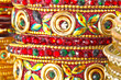 Traditional Indian bangles with different colors and patterns