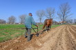 Photo: Fallowing of a spring field by a manual plow Fallowing of a spring field by a manual plow