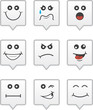 Speech bubble icons with various faces
