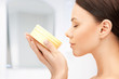beautiful woman with moisturizing creme