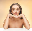 face and hands of beautiful woman