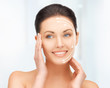 face and hands of beautiful woman