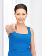 beautiful woman pointing her finger