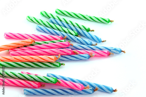 Photo: Colorful candles. Colorful candles.