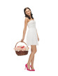 woman with basket full of flowers