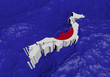 Japan map flag in abstract ocean illustration