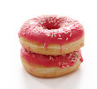 Photo: Fresh tasty donuts with pink glaze Fresh tasty donuts with pink glaze