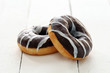 Fresh tasty donuts with brown glaze