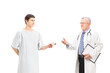 Photo: Male patient offering bribe to a mature doctor Male patient offering bribe to a mature doctor