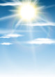 canvas print picture Vector Background with Shining Sun and Clouds at Blue Sky