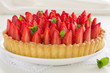 Pie with strawberries and rhubarb.
