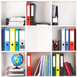 Folders on shelves
