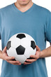 Man with classic soccer ball