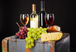 Wine, grapes and cheese