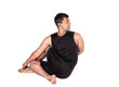 Yoga ardha matsyendrasana on white