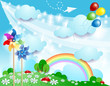 Spring Landscape With Pinwheels