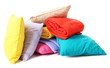 Bright pillows and plaids, isolated on white