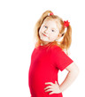 little girl isolated on a over white background