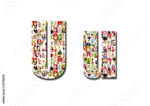 Illustration: lot of people portraits - letter U large size lot of people portraits - letter U large size