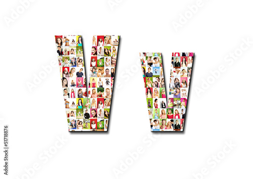 Illustration: lot of people portraits - letter V large size lot of people portraits - letter V large size