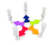 Ilustração: 3d man and colorful arrows on white background 3d man and colorful arrows on white background