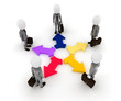 Ilustração: 3d man businesmann and colorful arrows 3d man businesmann and colorful arrows