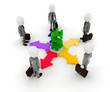 Ilustração: 3d man businesmann and colorful arrows 3d man businesmann and colorful arrows
