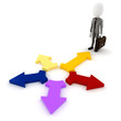 3d man businesmann and colorful arrows