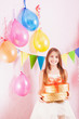 Photo: beautiful girl with gift beautiful girl with gift