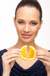 Smiled woman with an orange